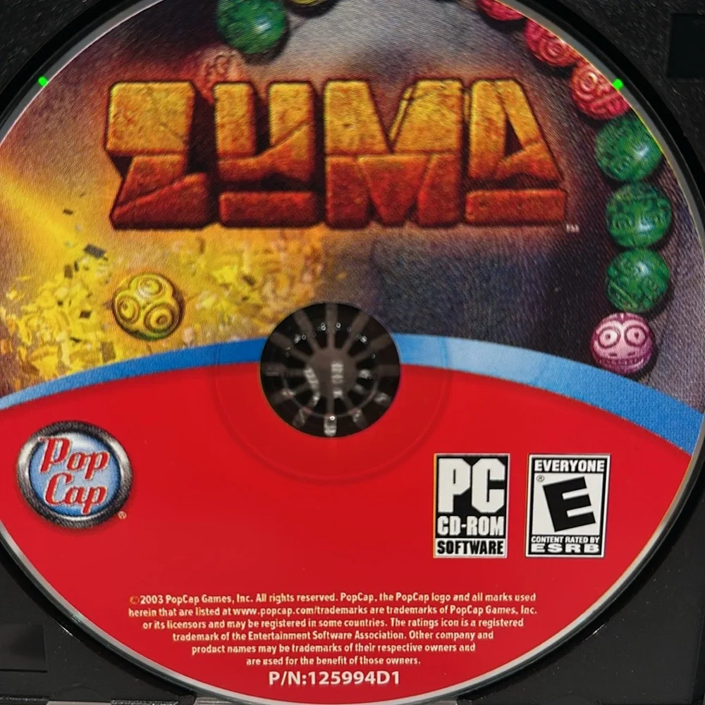 Used ZUMA PC CD-ROM Software Game- Rated E.